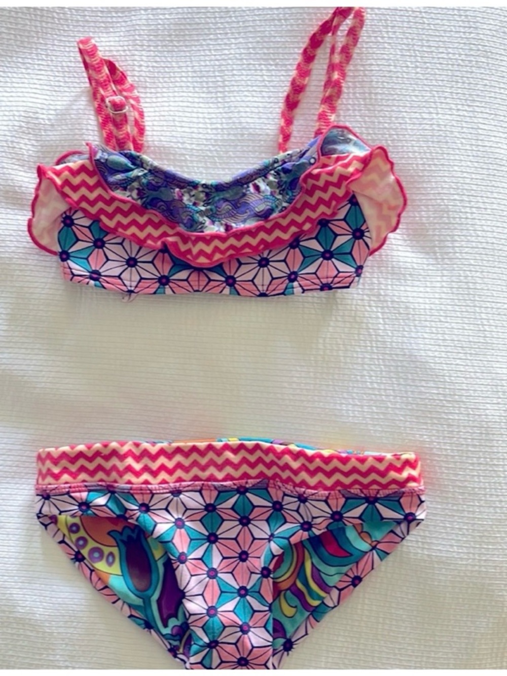 MAAJI  Girls Two-Piece Bikini Swimsuit Size 6 Pink Multicolor